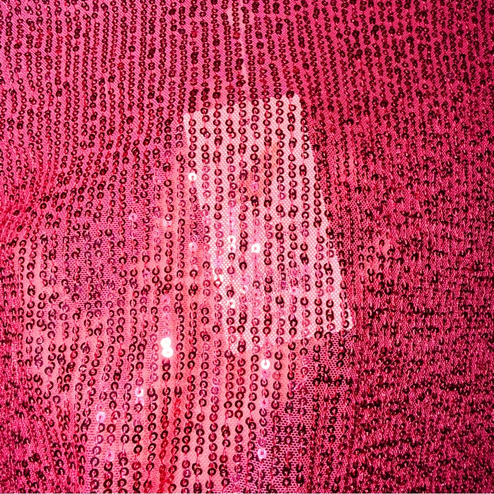 Chelsea & Violet Girls Fushia Sequin Sparkling Long Sleeve Cropped Top - Picture 5 of 5